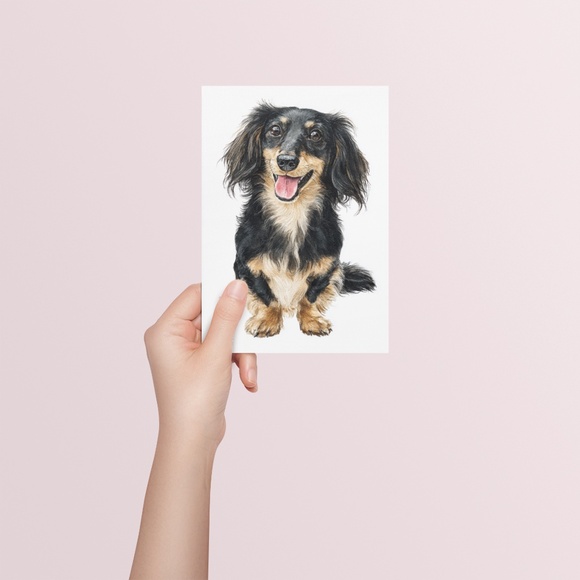 Watercolor Dachshund Dog Portrait Art Print – Unframed Fine Art Poster - Picture 5 of 5